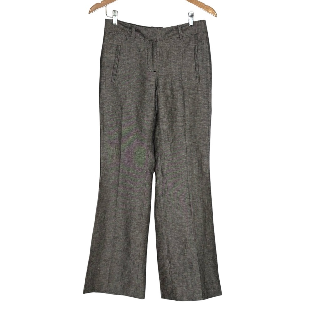 NWT Ann Taylor LOFT Marissa Fit Linen Blend Straight Pants 0 Heathered Gray - Picture 1 of 11